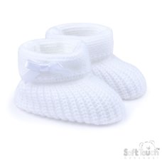B450-W: White Acrylic Bootees with Bow